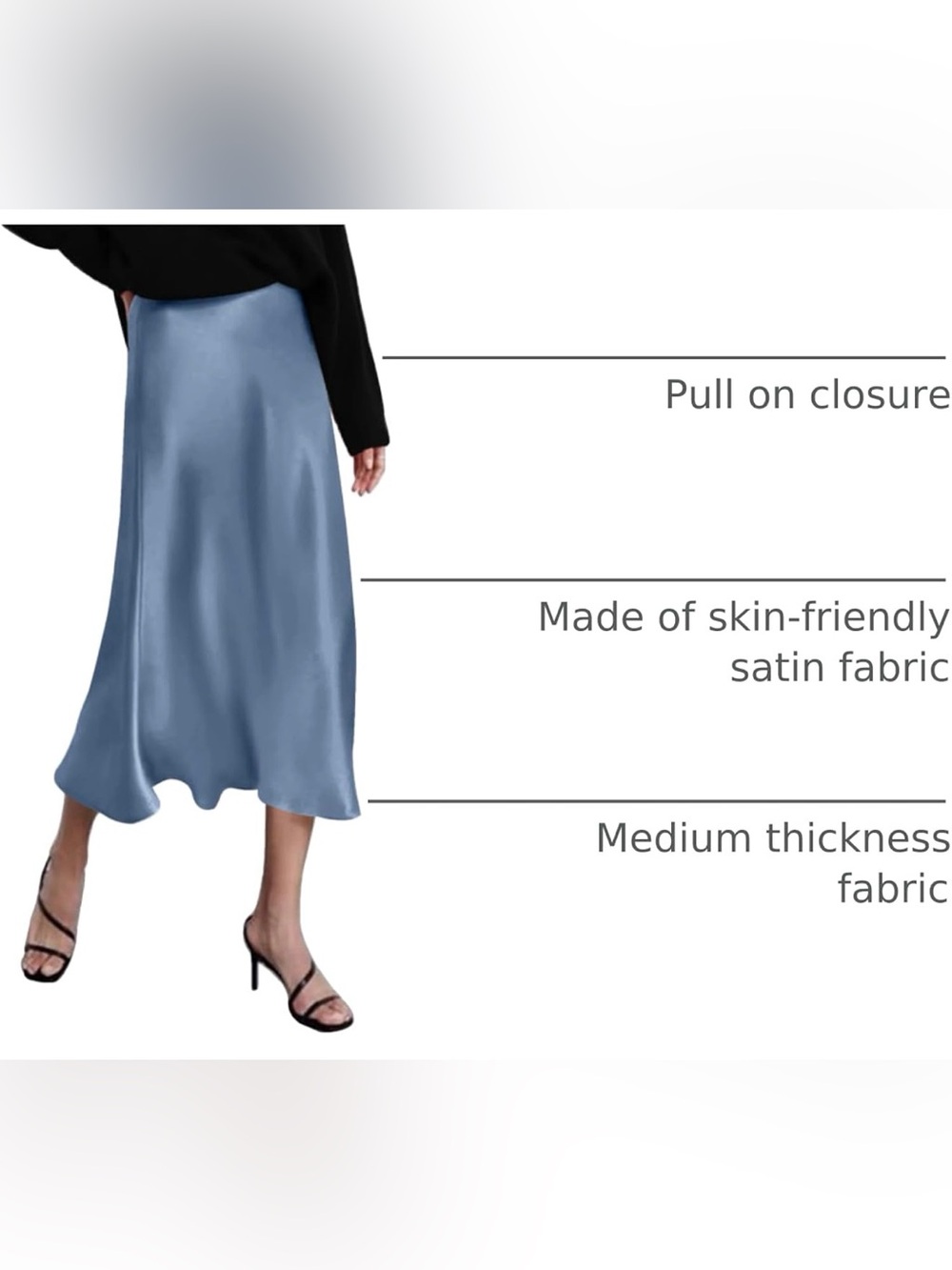 Classic A-Line Midi Skirt in Dusty Blue